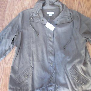 Christopher & Banks Size Large Dark Khaki Lightweight Jacket NWT